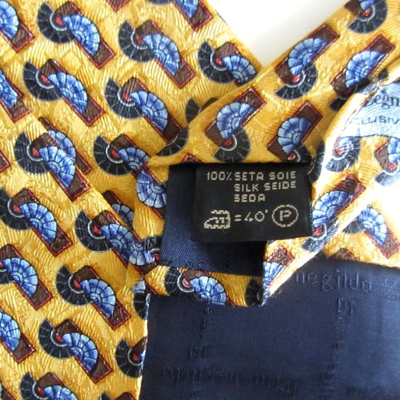 Ermenegildo Zegna yellow geometric silk tie Italy - Picture 4 of 5